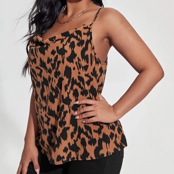 NEW| Cowl Neck Leopard Print Cami Top - Picture 4 of 5